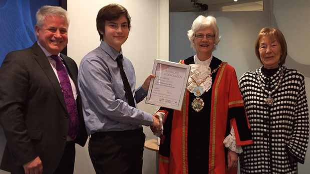ManpowerGroup UK Managing Director Mark Cahill and the Mayor and Mayoress of Hillingdon congratulate Michael Wood on completing the course and being offered a permanent opportunity at ManpowerGroup's UK head office.